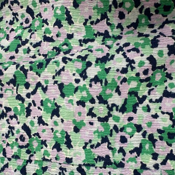 A New Day Top Womens Medium Green Purple Floral Statement Sleeve V Neck Pullover - Picture 5 of 7